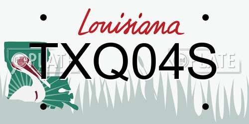 TXQ04S Louisiana License Plate