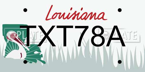 TXT78A Louisiana License Plate