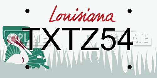 TXTZ54 Louisiana License Plate