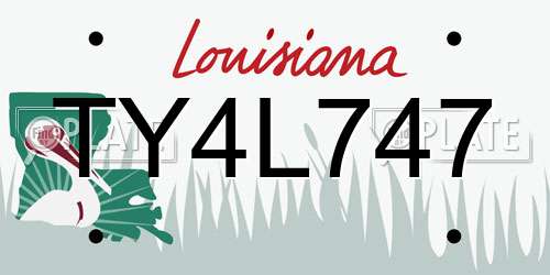 TY4L747 Louisiana License Plate