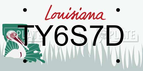 TY6S7D Louisiana License Plate