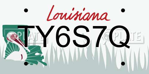TY6S7Q Louisiana License Plate