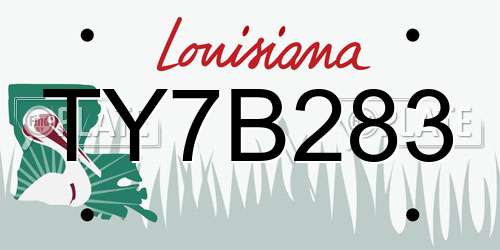 TY7B283 Louisiana License Plate