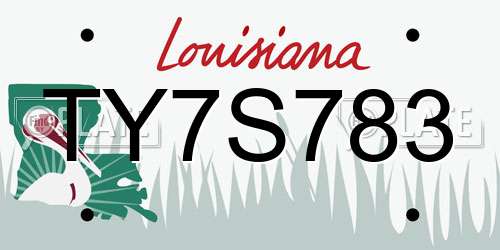 TY7S783 Louisiana License Plate
