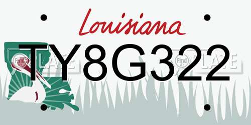TY8G322 Louisiana License Plate