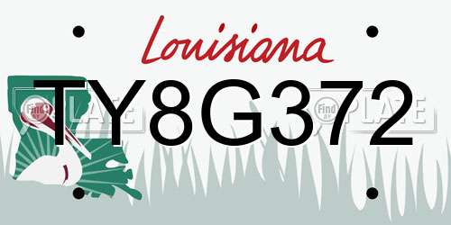 TY8G372 Louisiana License Plate