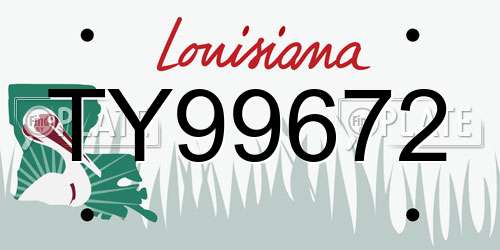 TY99672 Louisiana License Plate