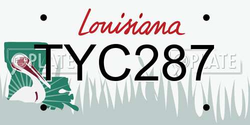 TYC287 Louisiana License Plate