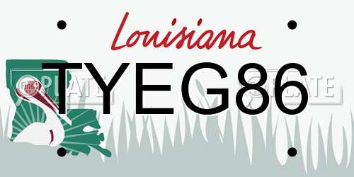 TYEG86 Louisiana License Plate