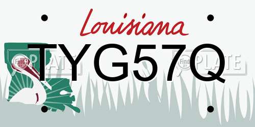 TYG57Q Louisiana License Plate
