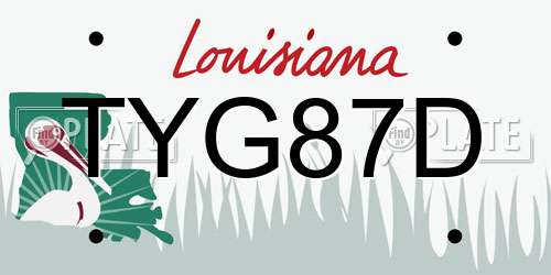 TYG87D Louisiana License Plate