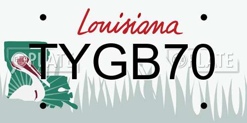 TYGB70 Louisiana License Plate