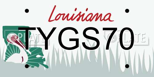 TYGS70 Louisiana License Plate