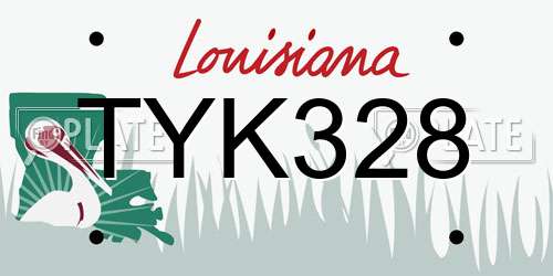 TYK328 Louisiana License Plate