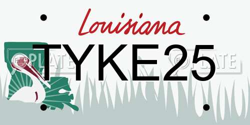 TYKE25 Louisiana License Plate