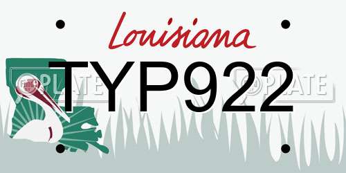 TYP922 Louisiana License Plate
