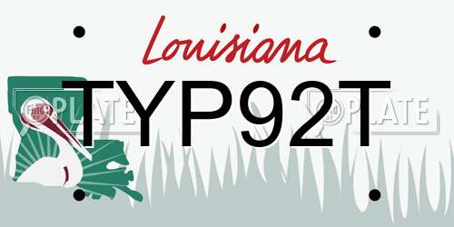 TYP92T Louisiana License Plate