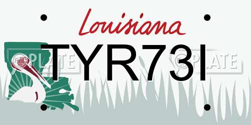 TYR73I Louisiana License Plate