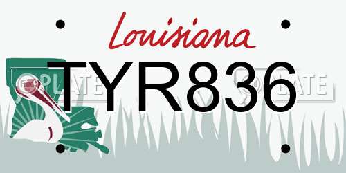 TYR836 Louisiana License Plate