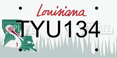 TYU134 Louisiana License Plate