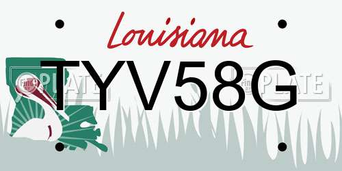 TYV58G Louisiana License Plate