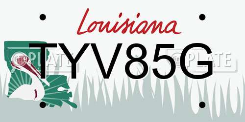 TYV85G Louisiana License Plate
