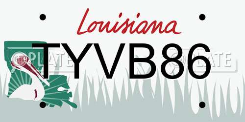 TYVB86 Louisiana License Plate
