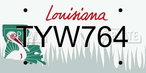 TYW764 Louisiana License Plate