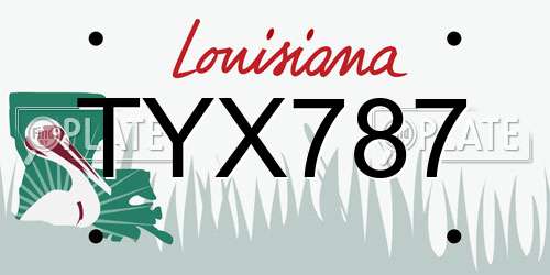 TYX787 Louisiana License Plate