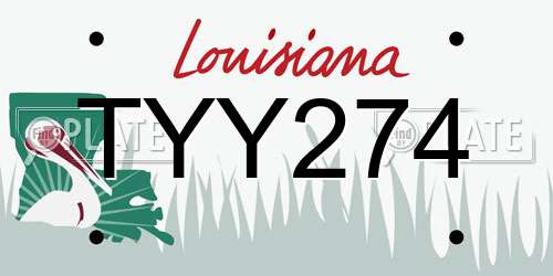 TYY274 Louisiana License Plate