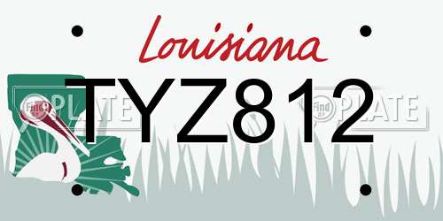 TYZ812 Louisiana License Plate