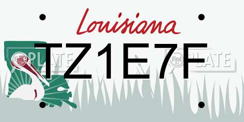 TZ1E7F Louisiana License Plate