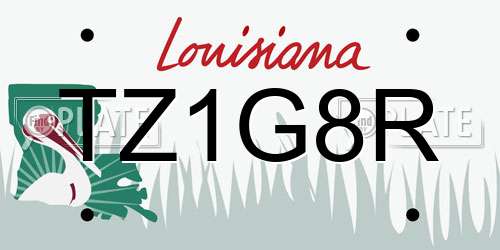TZ1G8R Louisiana License Plate