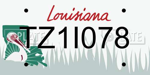 TZ1I078 Louisiana License Plate