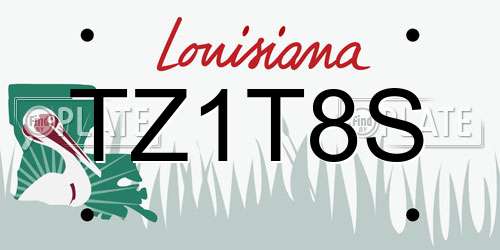 TZ1T8S Louisiana License Plate