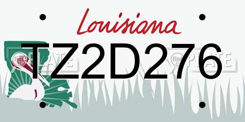 TZ2D276 Louisiana License Plate