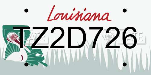 TZ2D726 Louisiana License Plate