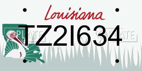 TZ2I634 Louisiana License Plate