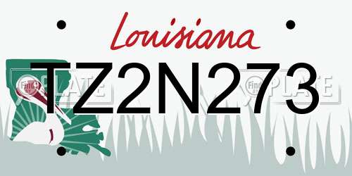 TZ2N273 Louisiana License Plate