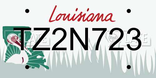 TZ2N723 Louisiana License Plate