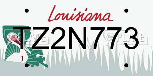 TZ2N773 Louisiana License Plate