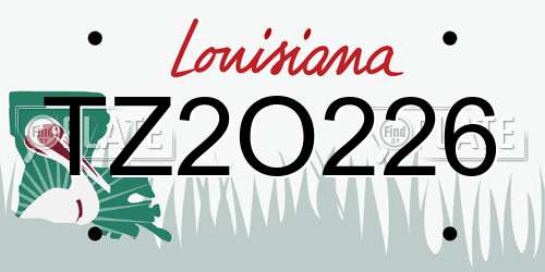 TZ2O226 Louisiana License Plate