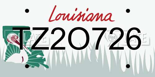 TZ2O726 Louisiana License Plate