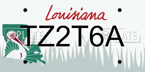 TZ2T6A Louisiana License Plate