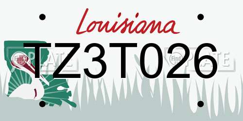 TZ3T026 Louisiana License Plate