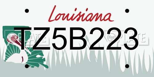 TZ5B223 Louisiana License Plate