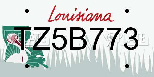 TZ5B773 Louisiana License Plate