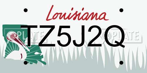 TZ5J2Q Louisiana License Plate