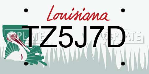 TZ5J7D Louisiana License Plate