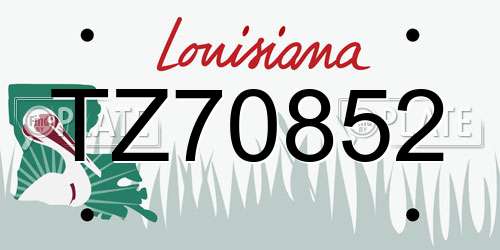 TZ70852 Louisiana License Plate